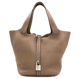Hermès Bolsa Hermes Picotin Lock MM na cor Etoupe Gray Taupe