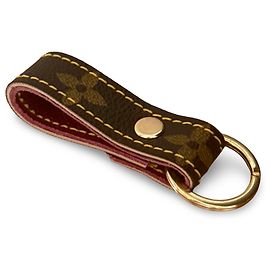 Autre Marque Upcycled Monogram Keyring Gold and Dark Red Golden Dark red