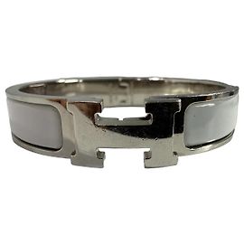 Hermès Clic H Armband Weiß Silber Weiß Silber Hardware