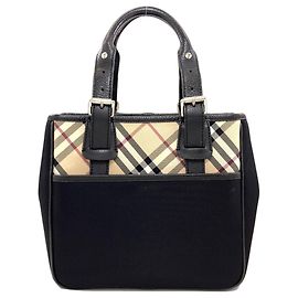 Borsa in nylon Burberry Check da donna Nero Beige