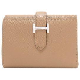 Hermès Hermes Bearn Combination Verso Bi-fold Wallet Brown Pink