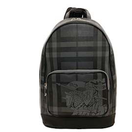Burberry Rocco Check Pattern Backpack Brown Black