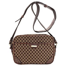 Céline Celine Macadam Pattern Canvas Shoulder Bag Brown