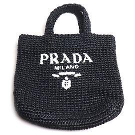 Sac cabas crocheté noir petit Prada Noir