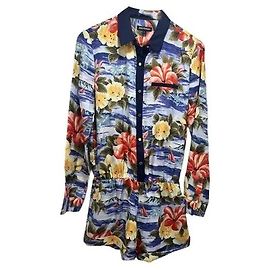 Mono de Seda Juicy Couture Estampado Tropical Azul