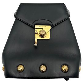 Salvatore Ferragamo Gancini Studded Leather Backpack - Black Black