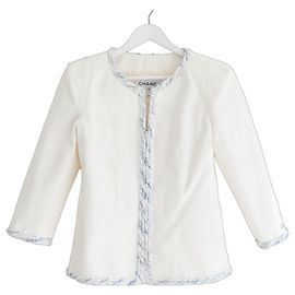 Chanel Irisierende Baumwoll-Tweed-Jacke Spring 2018 Weiß