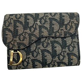 Dior Saddle Monogram Canvas Wallet Blue Other