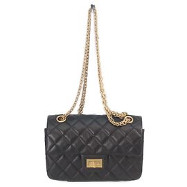 Chanel Vintage Bolsa de Ombro Mini 2.55 em couro de vitelo matelassê Preto