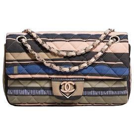 Bolsa Chanel Ocean Drive Small Classic Single Flap Coração Rosa 09C Rosa Azul Multicor Bege Cinza