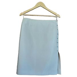 Louis Vuitton White Coated Cotton Knee-Length Skirt White