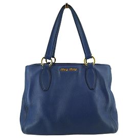 Miu Miu Borsa Tote in pelle martellata blu Blu