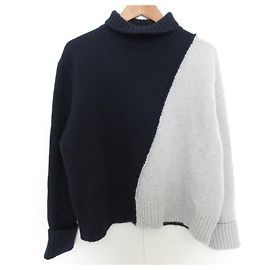 Autre Marque Zanone Woll-Rollkragen-Strickpullover Braun Marineblau