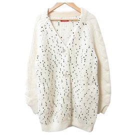 Autre Marque Coohem Strickjacke aus Mohair-Mischgewebe mit Punkten Weiß