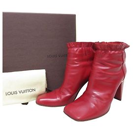 Louis Vuitton Frill Leather Short Boots Red