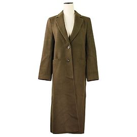 Theory Luxe SUPER SEEK JEMINA Wool Long Coat Green Khaki