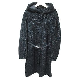 S Max Mara Velour Jacquard Coat Blue Navy blue