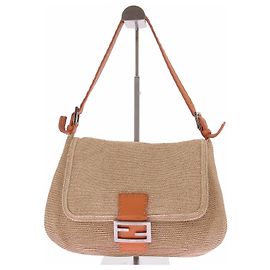Fendi Bolsa "Mamma Baguette" em ráfia Bege