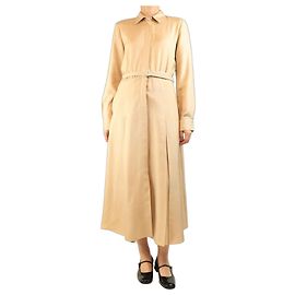 Gabriela Hearst Neutrales Seidenkleid mit Gürtel - Größe UK 10 Andere