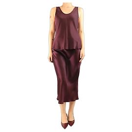 Anine Bing Conjunto de top de alças e saia em seda roxa - tamanho M Roxo