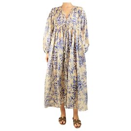 Zimmermann Cremefarbenes, transparentes Maxi-Kleid mit Print - Größe UK 14 Roh