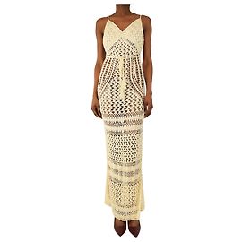 Autre Marque Maxikleid aus Häkeloptik in Creme - Größe XS Roh