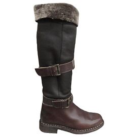 Botas Paraboot Lycia em couro e shearling Castanho escuro