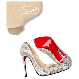 Christian Louboutin Python Leather Pumps Python print Metallic