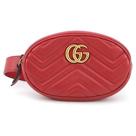Gucci GG Marmont Quilted Leather Waist Bag Red