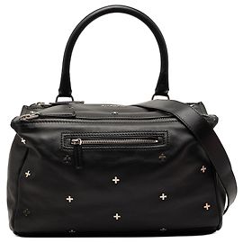 Bolsa satchel Pandora em couro de bezerro preto com tachas Cross Medium da Givenchy Preto