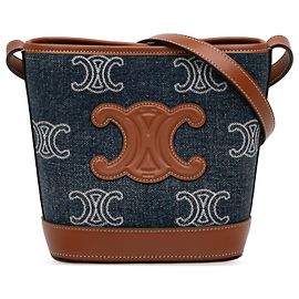 Céline Borsa a secchiello Celine Blue Small Denim Cuir Triomphe Blu Altro