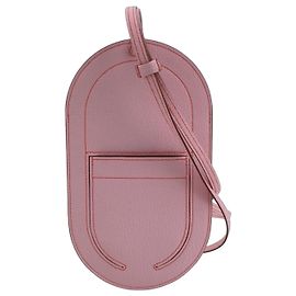 Hermès Bolsa Crossbody para Celular em Pele de Cabra Rosa Rosa