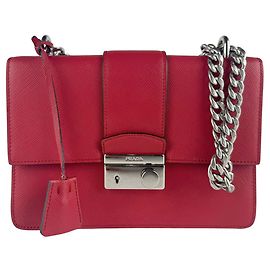 Borsa a tracolla in pelle rossa Prada Rosso