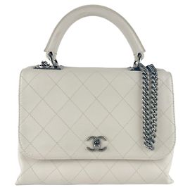 Bolsa de couro marfim Chanel Cru