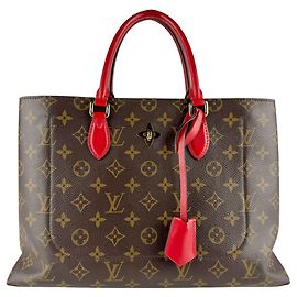 Bolsa Tote Louis Vuitton Monogram Flower Marrom Vermelho Monograma