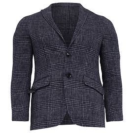 Blazer de tweed xadrez de abotoamento simples Etro em algodão azul marinho Azul Azul marinho