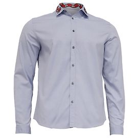 Camicia Gucci Kingsnake ricamata in cotone blu Blu