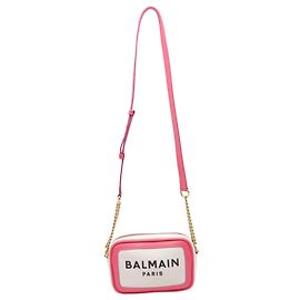 Bolsa de câmera Balmain B-Army 18 em lona rosa e couro Rosa