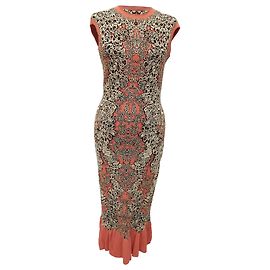 Robe midi imprimée Alexander McQueen en viscose orange Orange