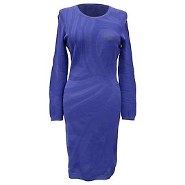 Robe midi Versace en polyester bleu Bleu