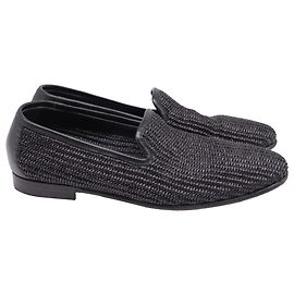 Mocassins Mario en raffia noir Manolo Blahnik Noir