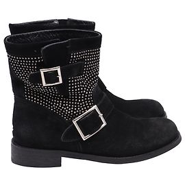 Jimmy Choo Studded Ankle Boots in Black Suede Black