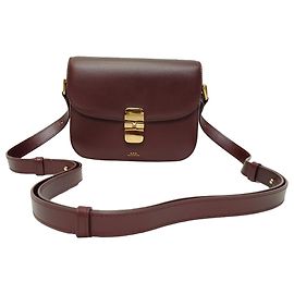 Apc A.P.C. Small Grace Shoulder Bag in Red Leather Red Dark red