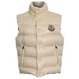 Moncler Button-Down Gilet in Ivory Polyamide  White Cream