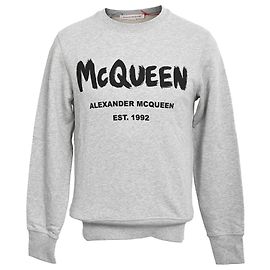 Alexander Mcqueen Graffiti Sweatshirt aus grauer Baumwolle Grau