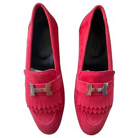 Mocassins Hermès Royal en daim rose Rose