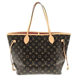 Bolso Louis Vuitton Monogram Neverfull MM Castaño Fucsia