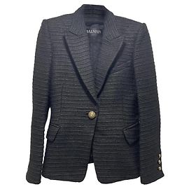 Balmain Schwarzer Wollmisch-Blazer Schwarz