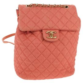 Chanel Vintage Flap Rucksack Denim Pink
