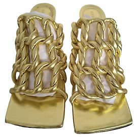 Bottega Veneta Sandales Twisted Stretch Leather Or Doré